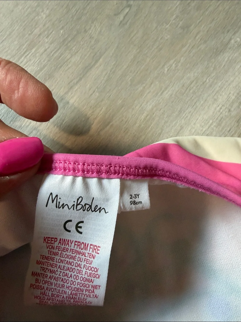 Mini Boden  Pink & Cream Striped Girls Swimsuit size 2-3 yr